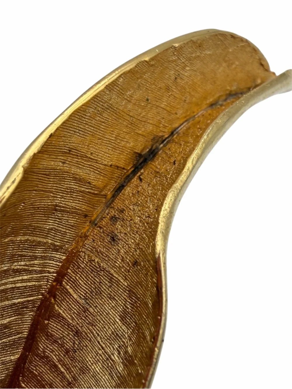Vintage Capri Signed Gold Tone Sculptural Leaf Brooch Pin 3.5”